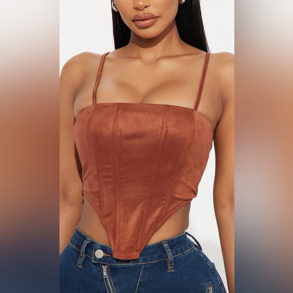 NEW Fashion Nova Brown Sleeveless Fitted Top
